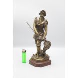 Sylvain Kinsburger (1855-1935), Bronze Figur 'Die Krabbenfischerin' / A bronze figure of a ...