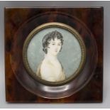 Miniatur Porträt einer jungen Dame / A miniature portrait of a young lady, Frankreich, Ende 19. Jh.