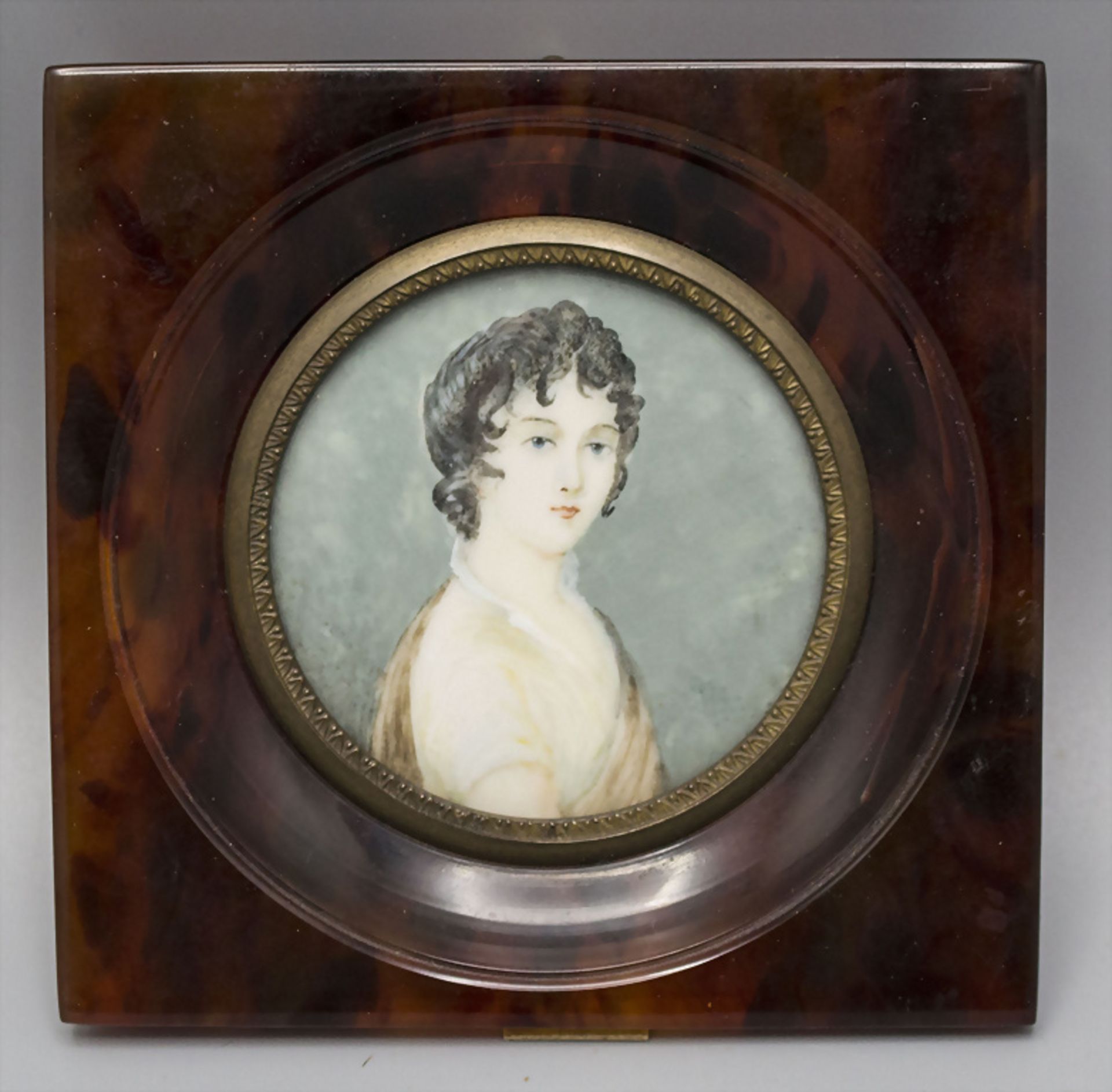 Miniatur Porträt einer jungen Dame / A miniature portrait of a young lady, Frankreich, Ende 19. Jh.