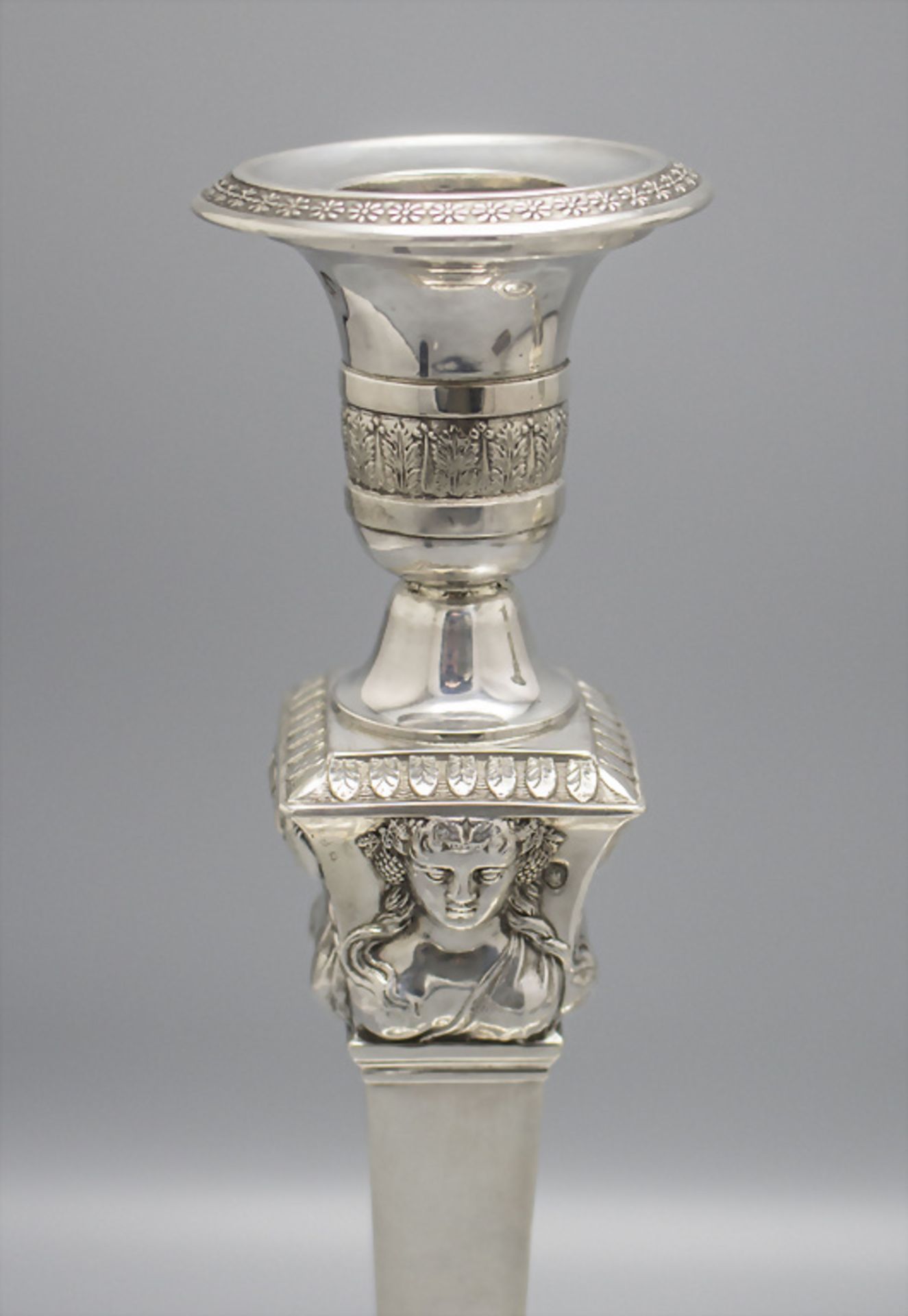 Paar Empire Kerzenleuchter / Paire de bougoirs Empire en argent massif / A pair of silver ... - Image 2 of 9