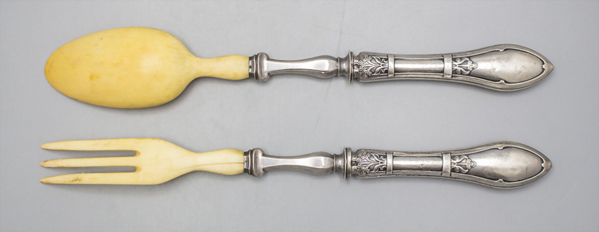 Salatbesteck / Silver salad servers, Frankreich, um 1880 - Bild 5 aus 6