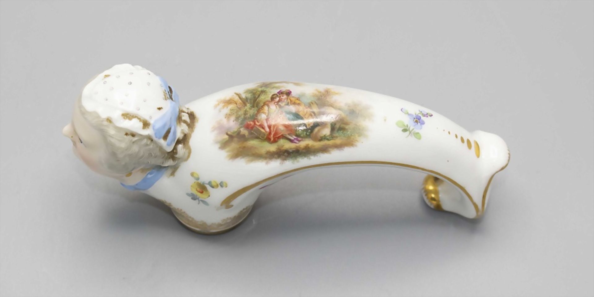 Stockgriff mit Frauenkopf und Watteau-Szene / A cane handle with the head of a woman and a ... - Bild 6 aus 6