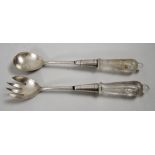 Jugendstil Salatbesteck mit Glasgriffen / Art Nouveau salad servers with glass handles, WMF ...