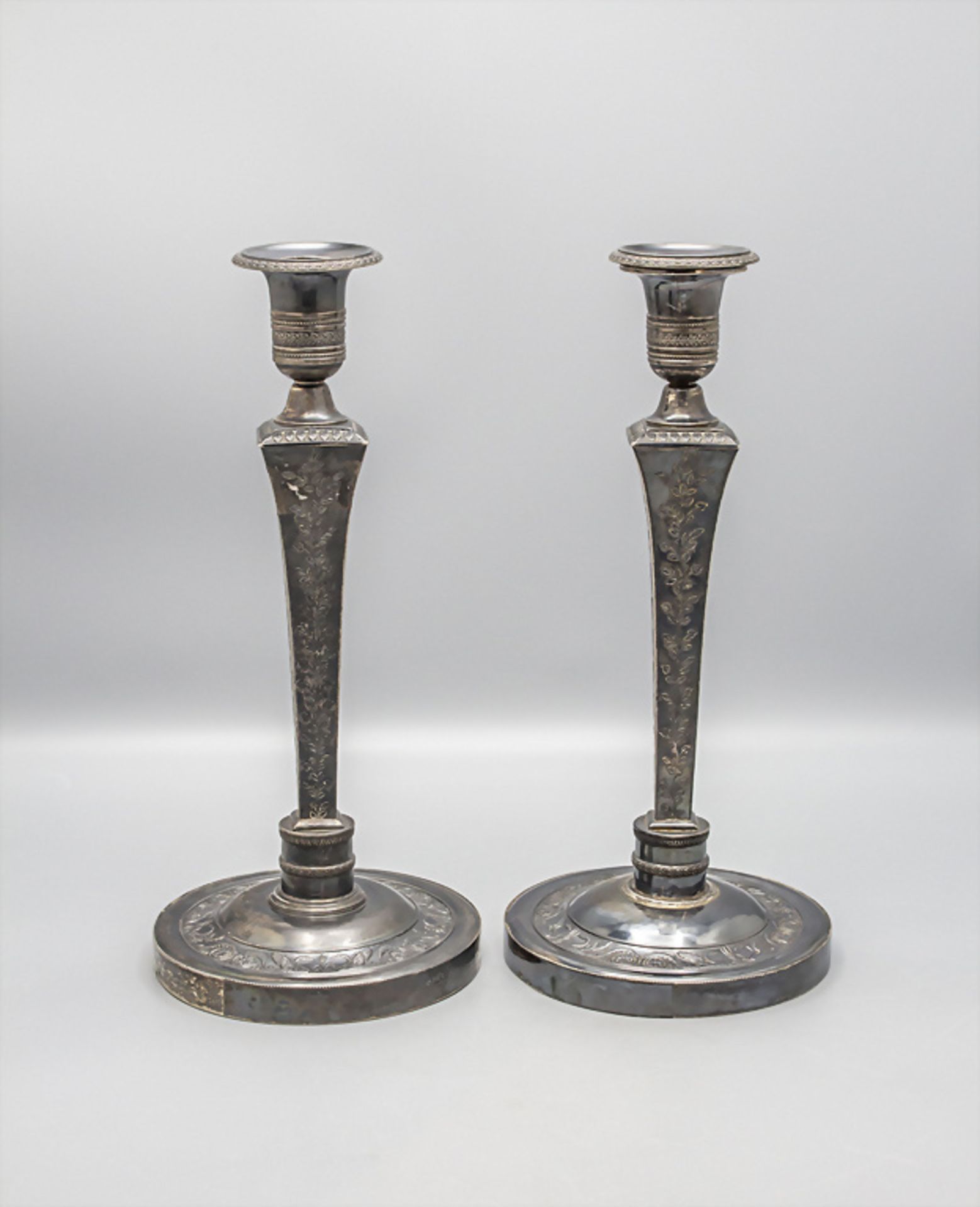 Paar Empire Kerzenleuchter / A pair of silver Empire candlesticks, Denis Garreau, Paris, 1819