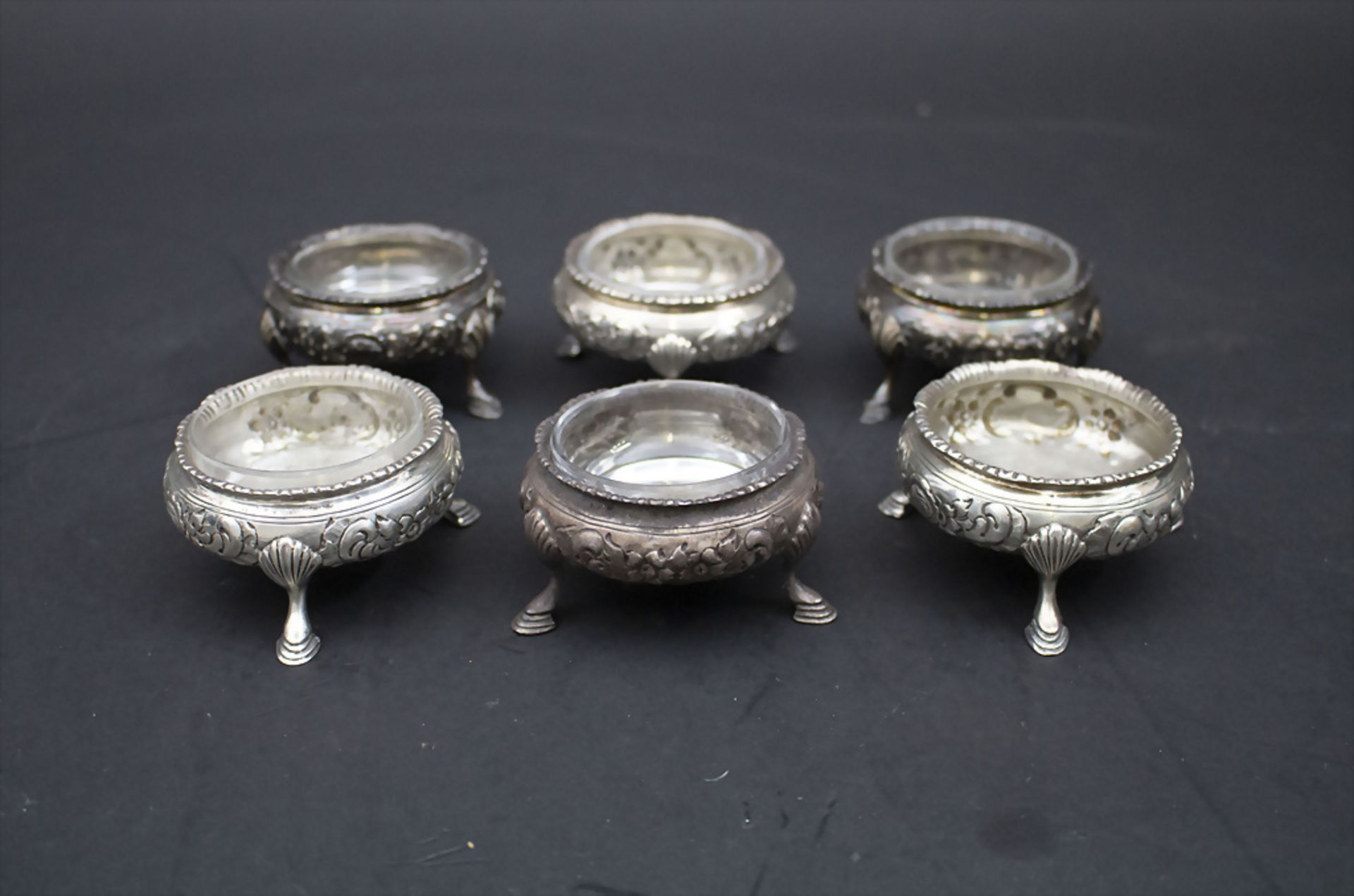 6 Salieren / Gewürzschälchen / A set of 6 salt cellars, Frankreich, Mitte 19. Jh.