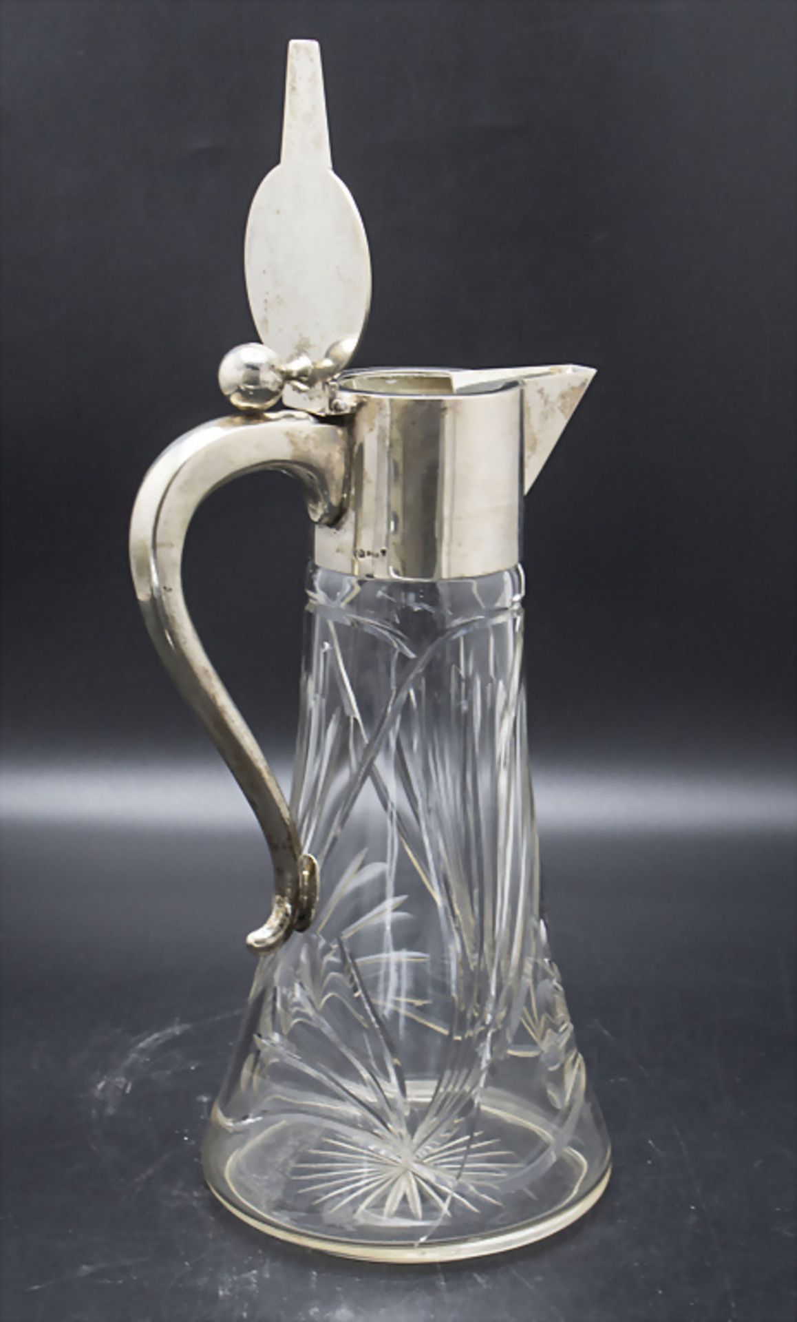 Glaskanne mit Silbermontur / A cut glass decanter with silver mount, deutsch, um 1920 - Bild 3 aus 5