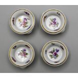 4 Gewürzschälchen mit Silbermontur / A set of four salt cellars with silver mount, Meissen, ...