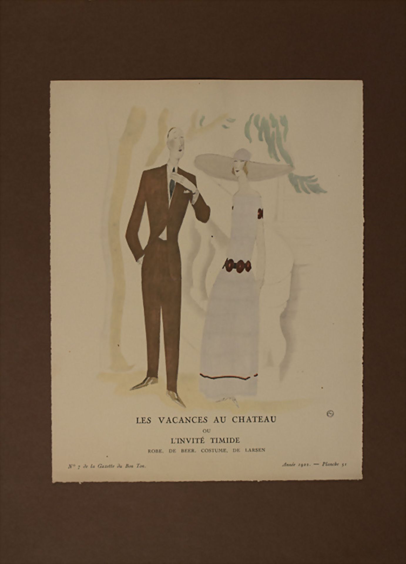 Zwei handbemalte Mode-Illustrationen / Two handpainted fashion illustrations, 'La Gazette du ... - Image 2 of 6