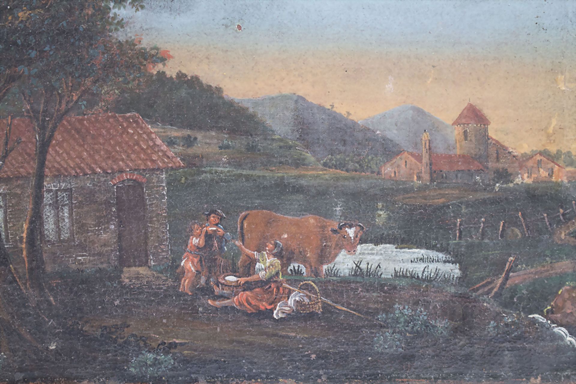 A.v. BORSSUM (ca.1629-1677), zugeschrieben, 'Landschaftsansicht in der Abenddämmerung' / ...