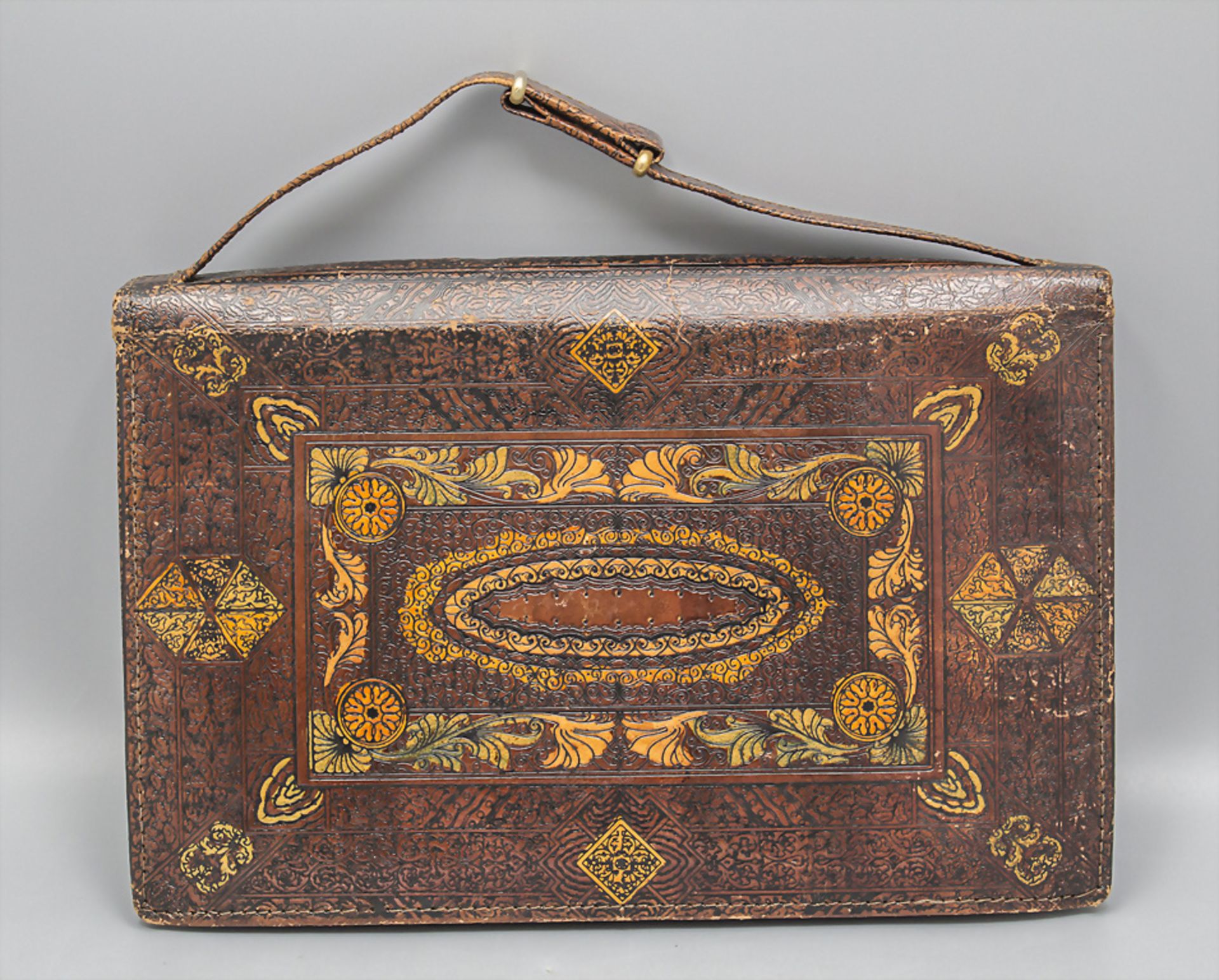 Gemusterte Lederhandtasche / A patterned leather handbag, wohl Italien - Bild 2 aus 5