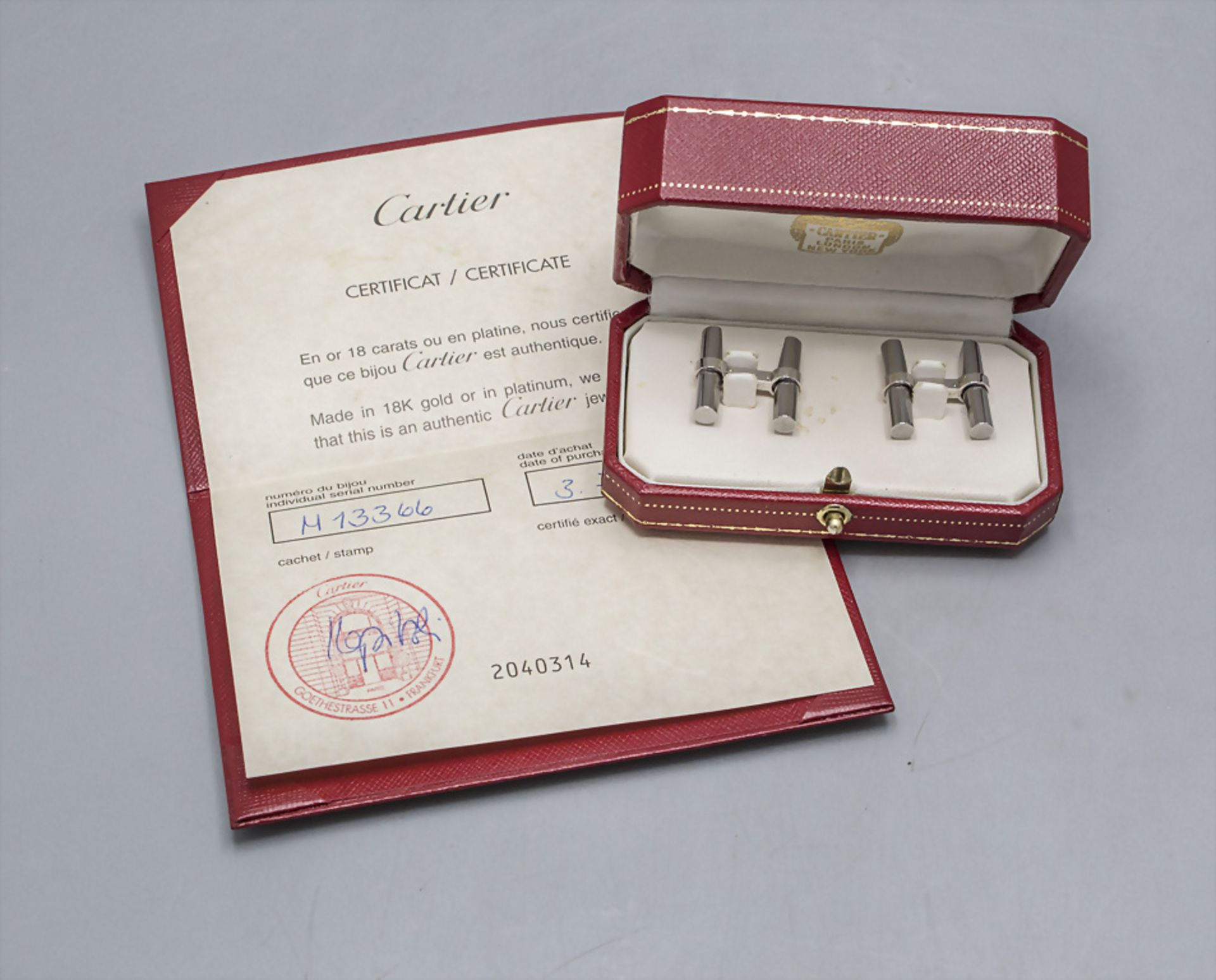 Paar Manschettenknöpfe / A pair of 18 ct gold cuff links, Cartier, Paris, um 2000 - Image 3 of 8