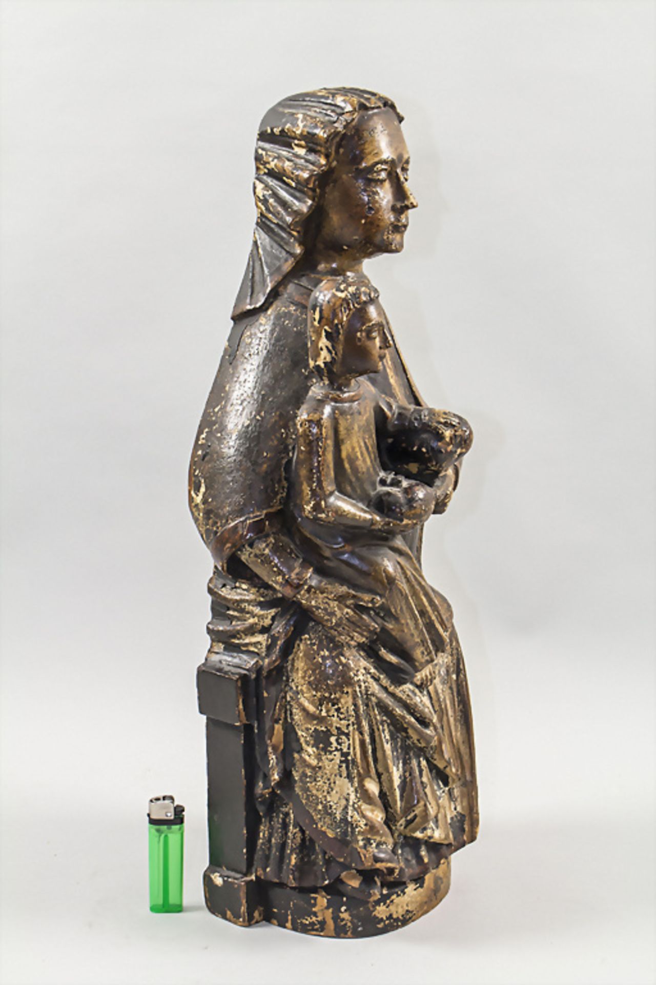 Madonna mit Kind auf Thron / Madonna and child on throne, romanische Manier, wohl alpenländisch - Bild 5 aus 6