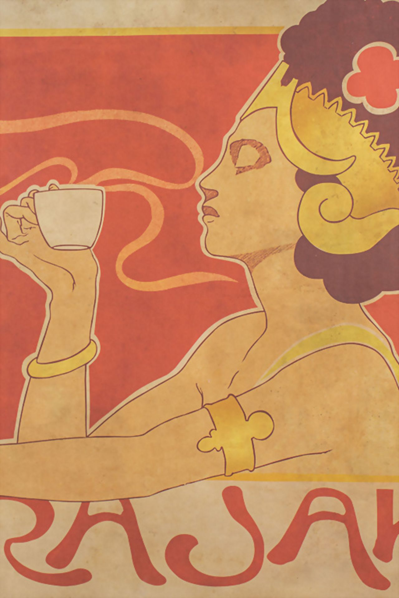 Jugendstil Werbeplakat 'Rajah Kaffee' / An Art Nouveau advertising poster, Henri Meunier, ... - Image 4 of 5