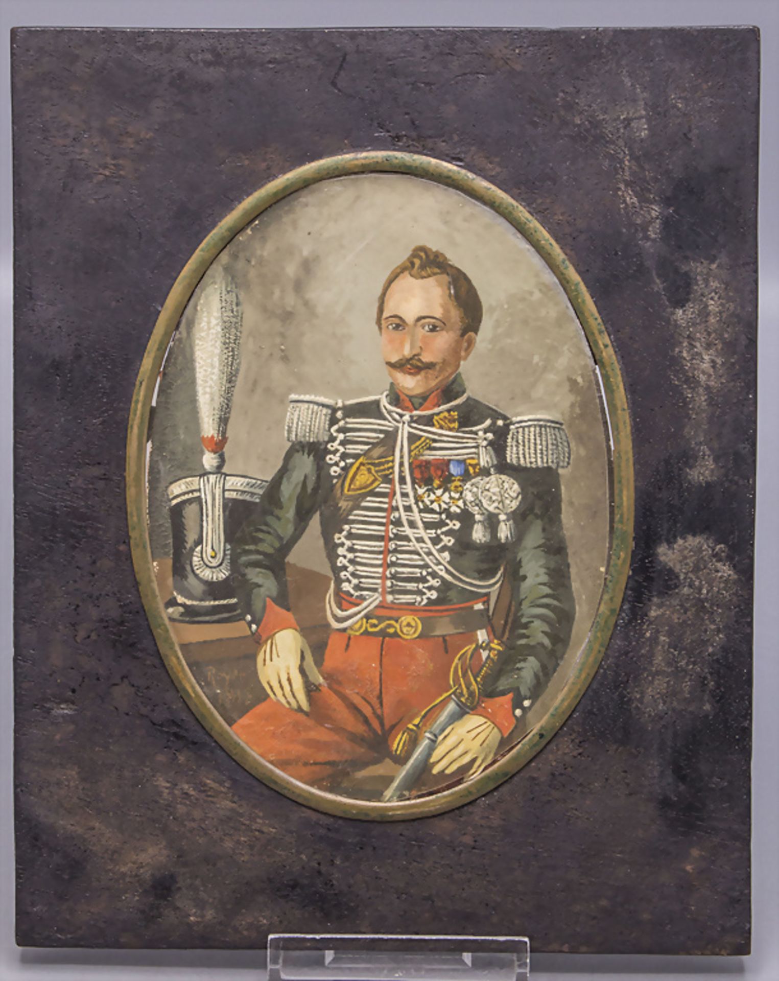 Miniatur Porträt des Eugène d'Astorg, Oberst des 6. Husaren Regiments / A miniature portrait ... - Bild 2 aus 4