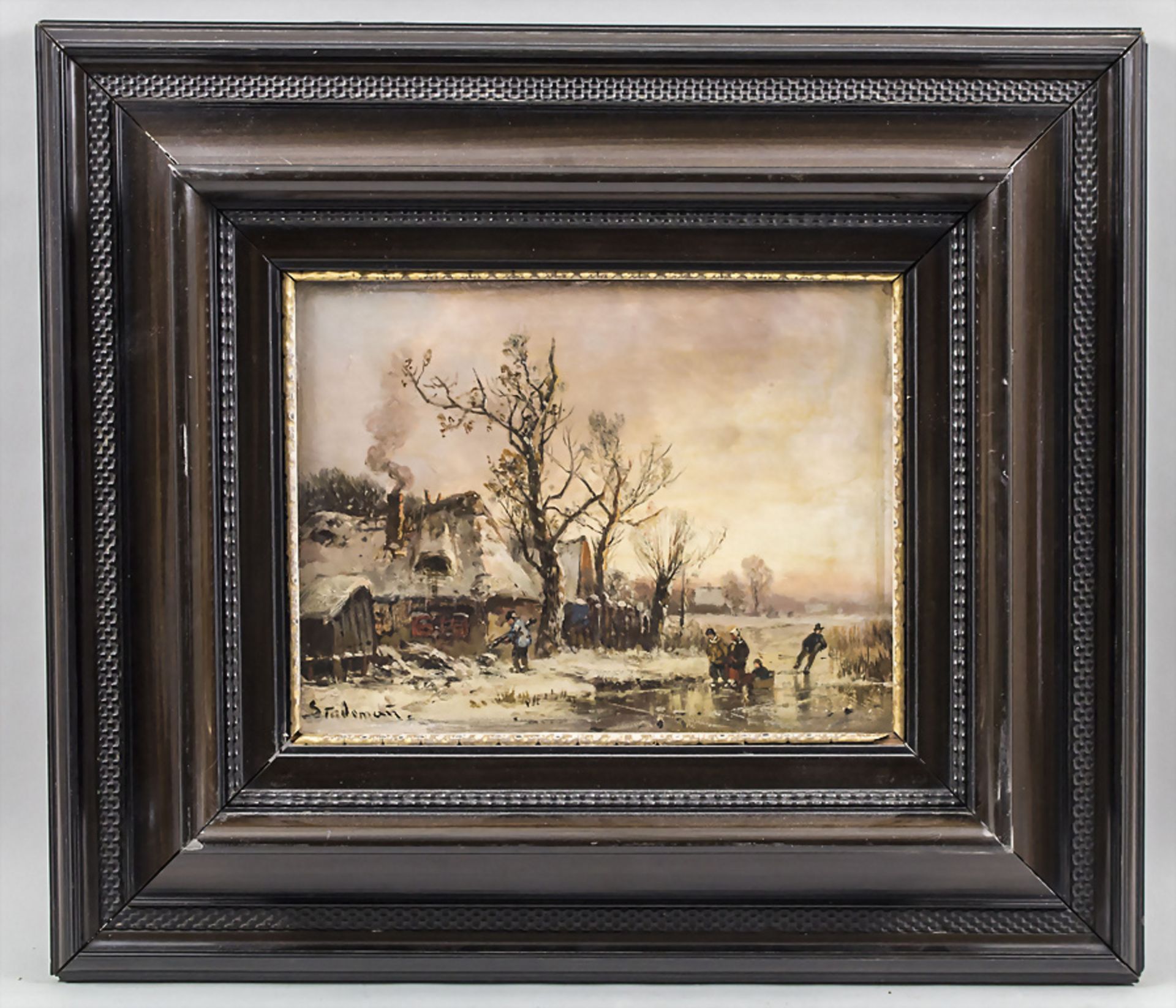 Adolf STADEMANN (1824-1895), 'Winterlandschaft mit Häusern' / 'Winter landscape with houses' - Bild 2 aus 4