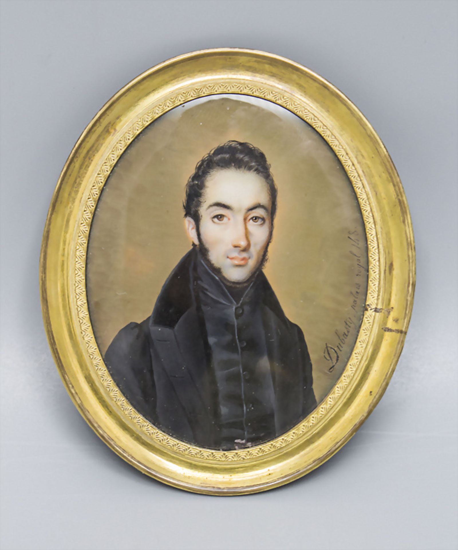 Joseph Dubasty (akt. 1808-1842), Miniatur Porträt eines junger Mannes / A fine miniature ...