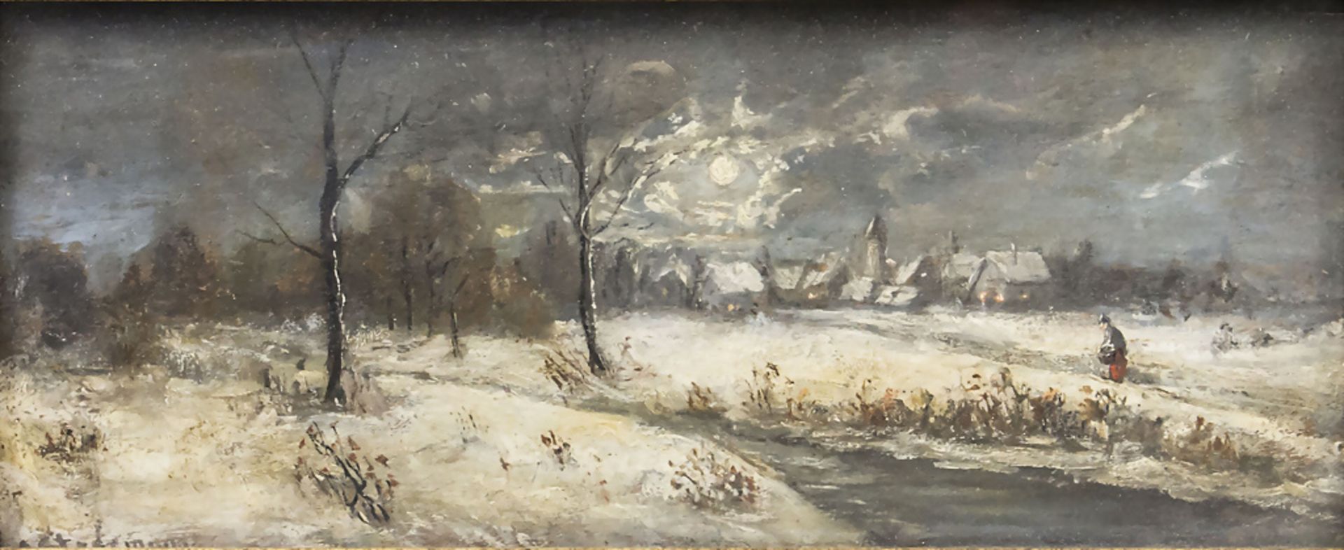 Adolf STADEMANN (1824-1895), 'Winterlandschaft im Mondschein' / 'Winter landscape in moonlight'