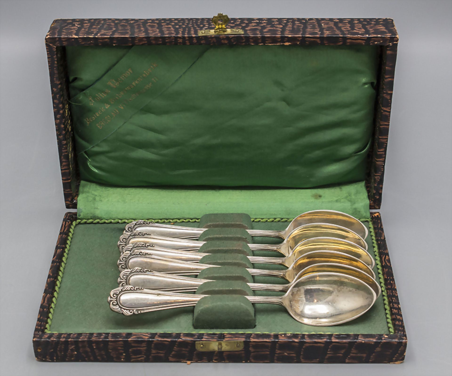 Sechs Teelöffel / Six silver tea spoons, Johann Adam Lemor, Breslau, Anfang 20. Jh.