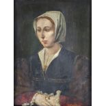 Unbekannter Künstler des wohl 16. Jh., 'Frau mit weißer Haube' / A woman with white hood', ...