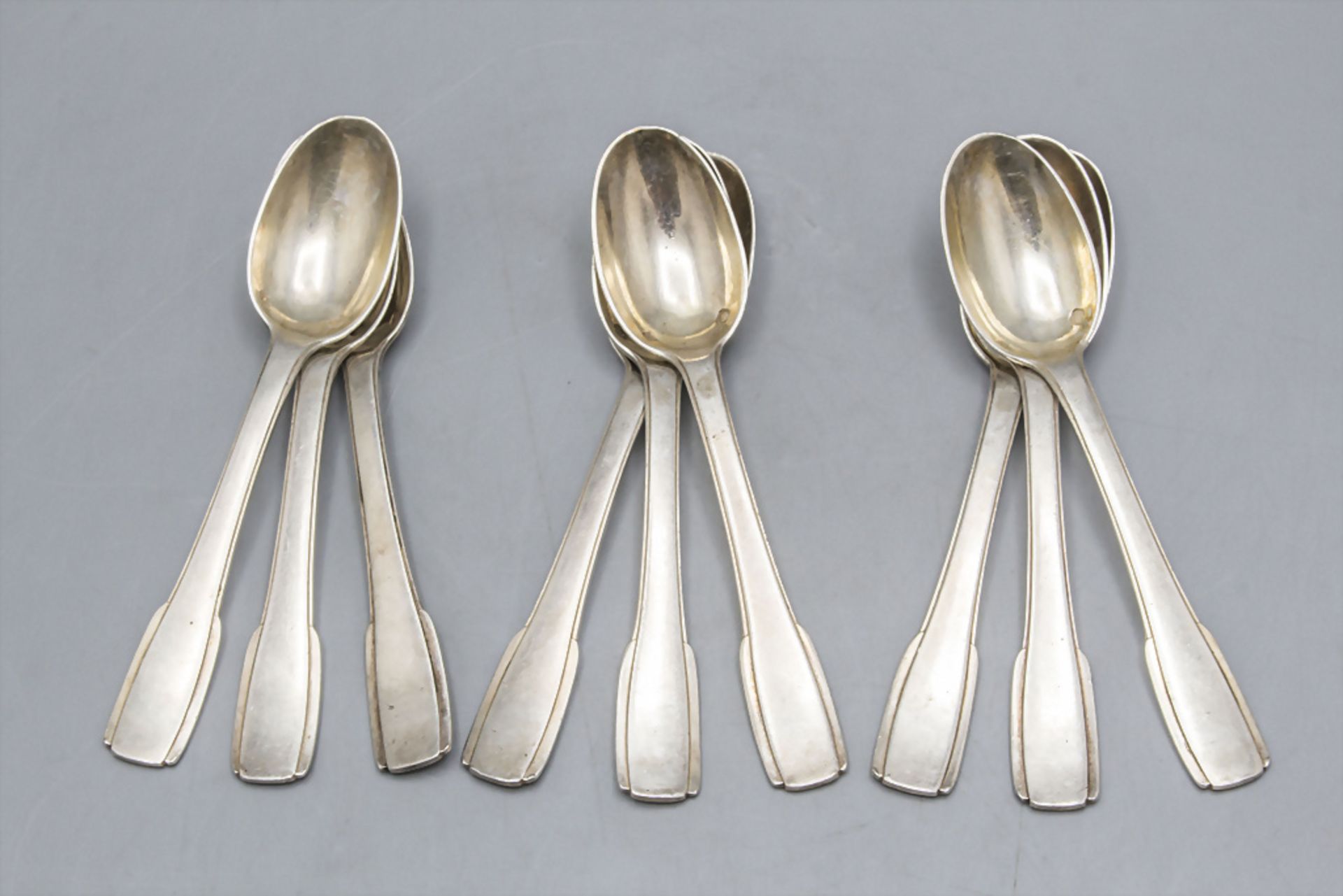 9 Art Déco Mokka Löffel / 9 silver Art Deco mocha spoons, Emile Puiforcat, Paris, um 1920