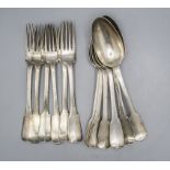 Speisebesteck für 6 Personen / 12 pieces of silver cutlery, Jean Michel Merck, ...