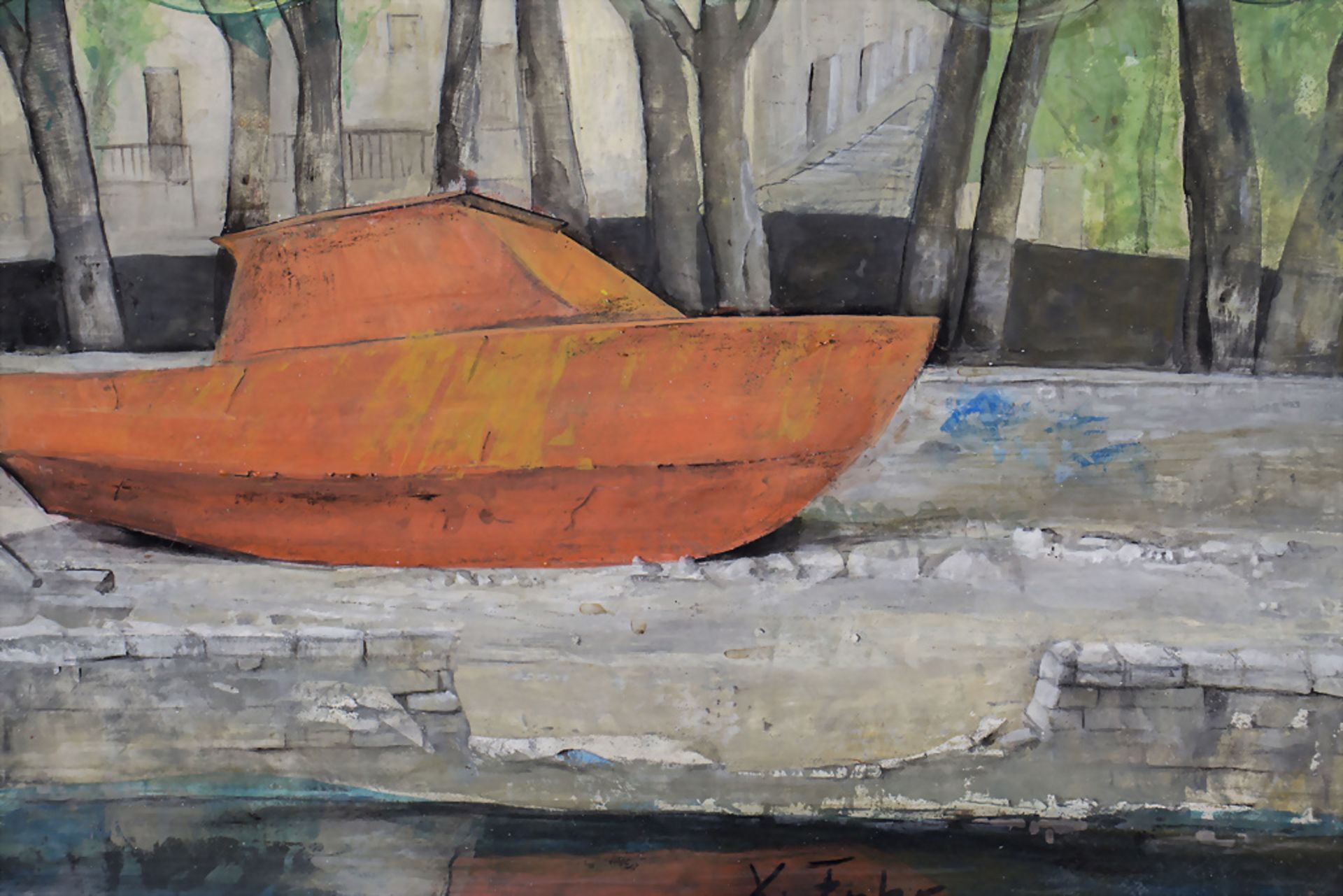 Signaturist X. Fuhr, 'Boot am Flussufer' / 'Boat on the riverbank' - Image 3 of 4