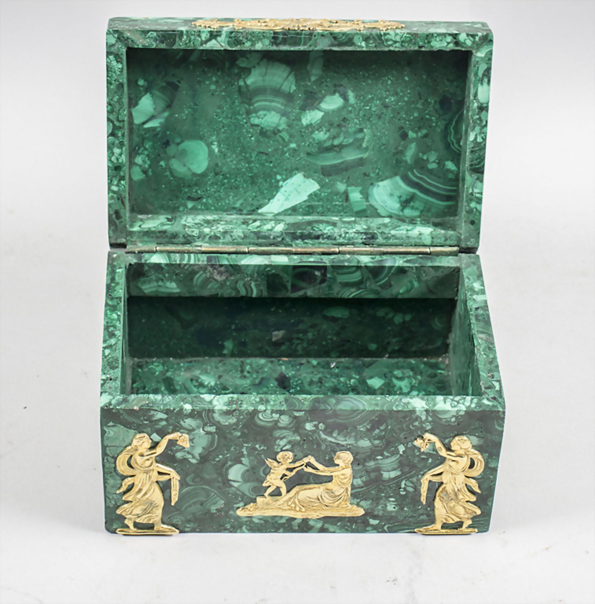 Malachit Schmuckdose / A malachit jewelry box, Russland, 20. Jh. - Bild 2 aus 8