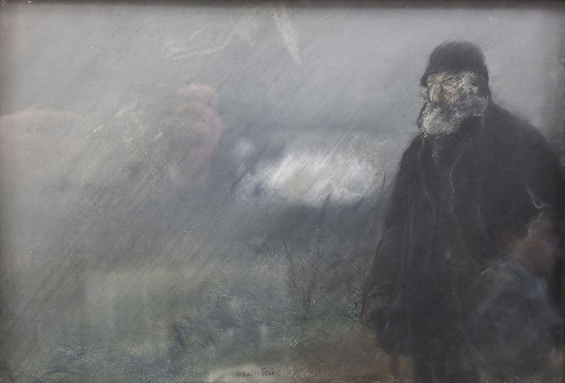 Jean-Francois RAFFAELLI (1850-1924), 'Der Wanderer im Regen' / 'The walker in the rain'