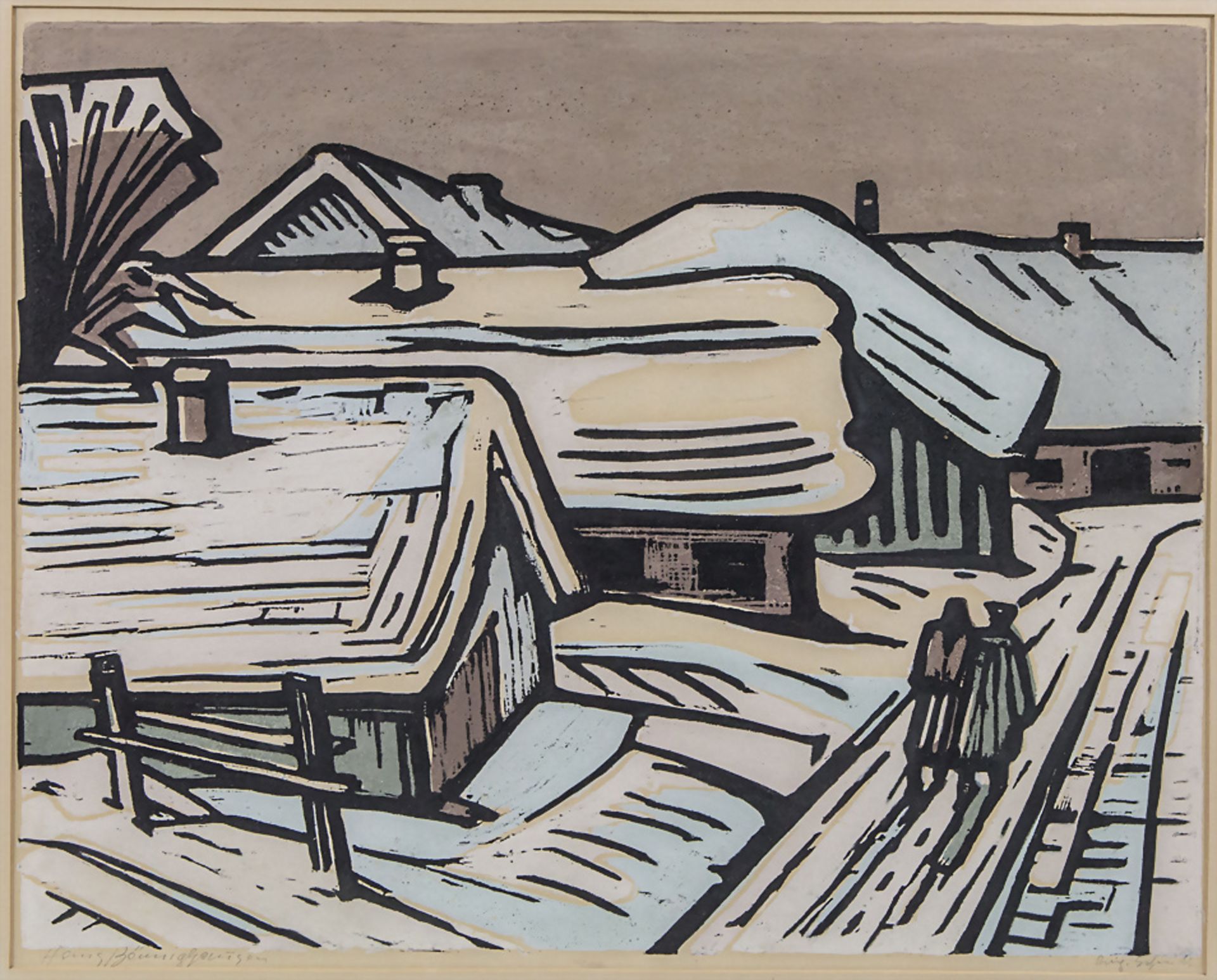 Hans BÖNNIGHAUSEN (1906-1988), 'Hof im Winter' / 'Farm in winter'