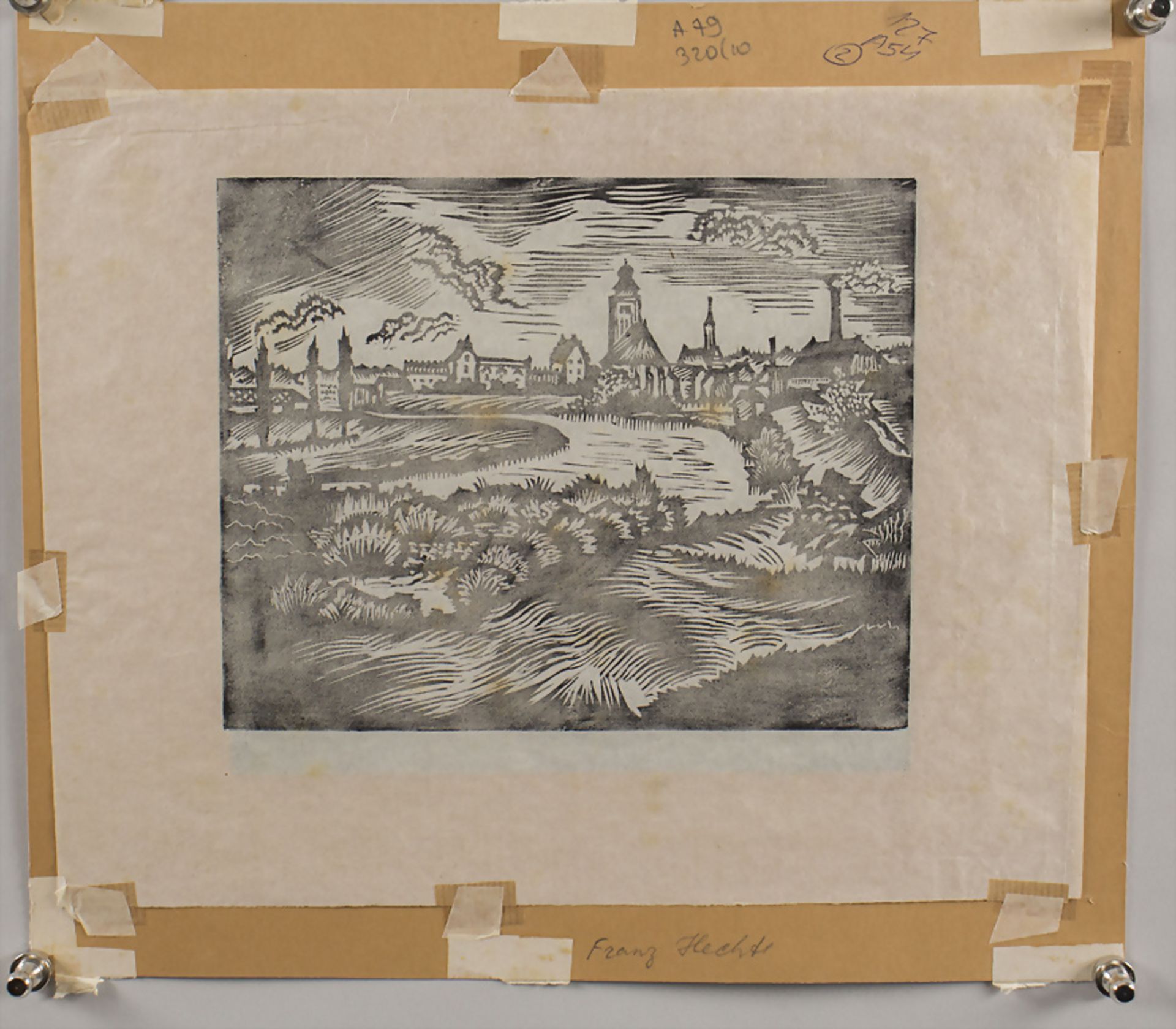 Franz HECHT (1877-1964), 'Stadtansicht mit Fluss' / 'City view with river' - Image 6 of 6