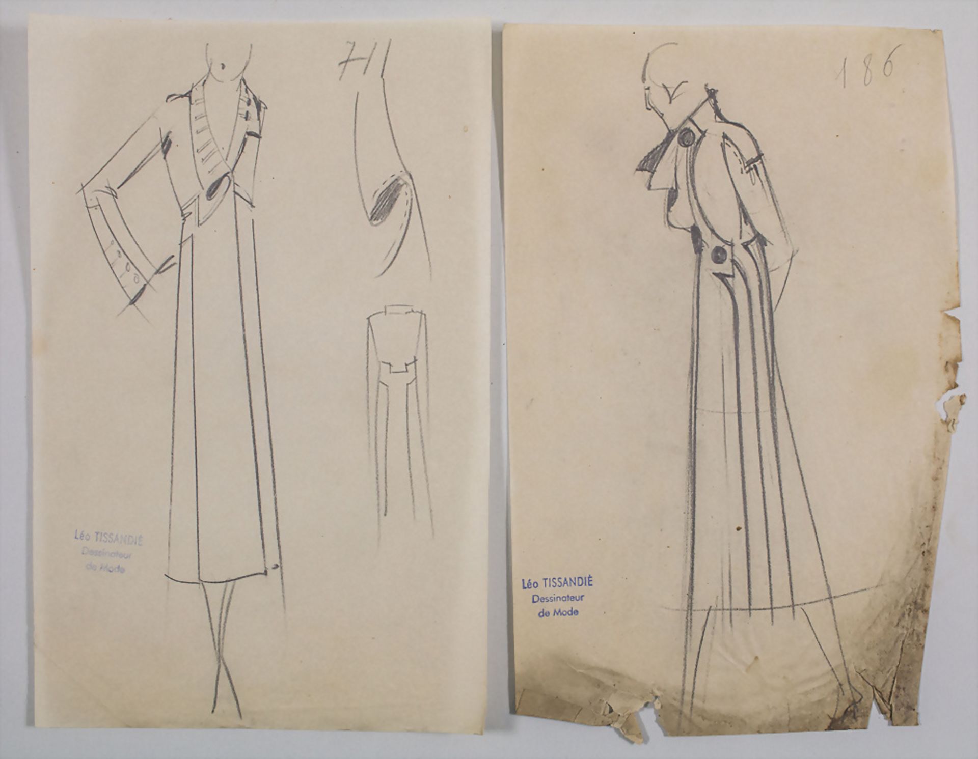 Léo TISSANDIÉ (Bessuéjouls 1888 - 1951 Paris), Konvolut Modezeichnungen, um 1930er Jahre - Bild 4 aus 4