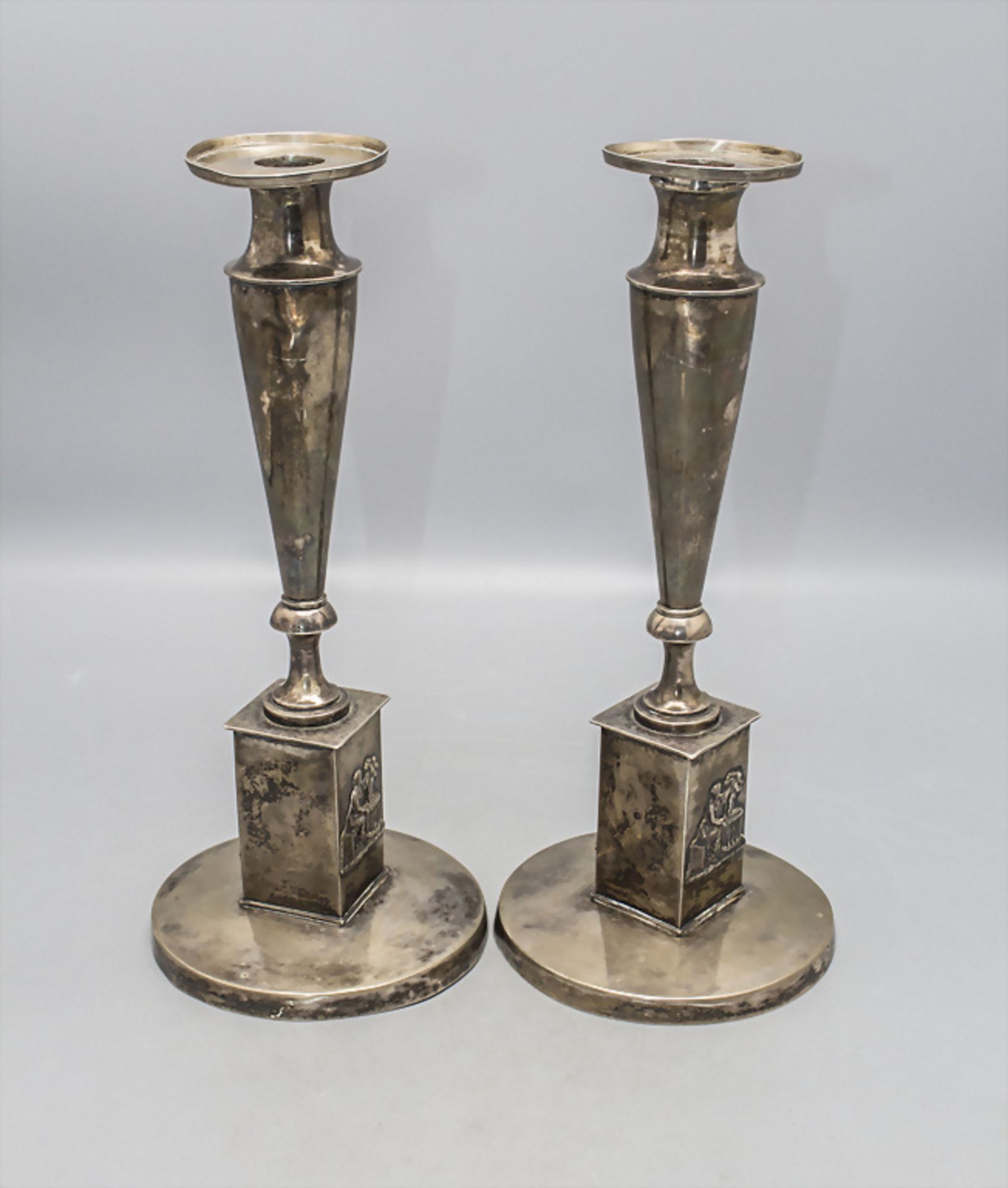 Paar Empire Kerzenleuchter / A pair of Empire silver candlesticks, Jeremias Balthasar ... - Image 2 of 6