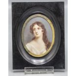Miniatur Porträt einer jungen Frau / A miniature portrait of a young woman, Frankreich, um 1860
