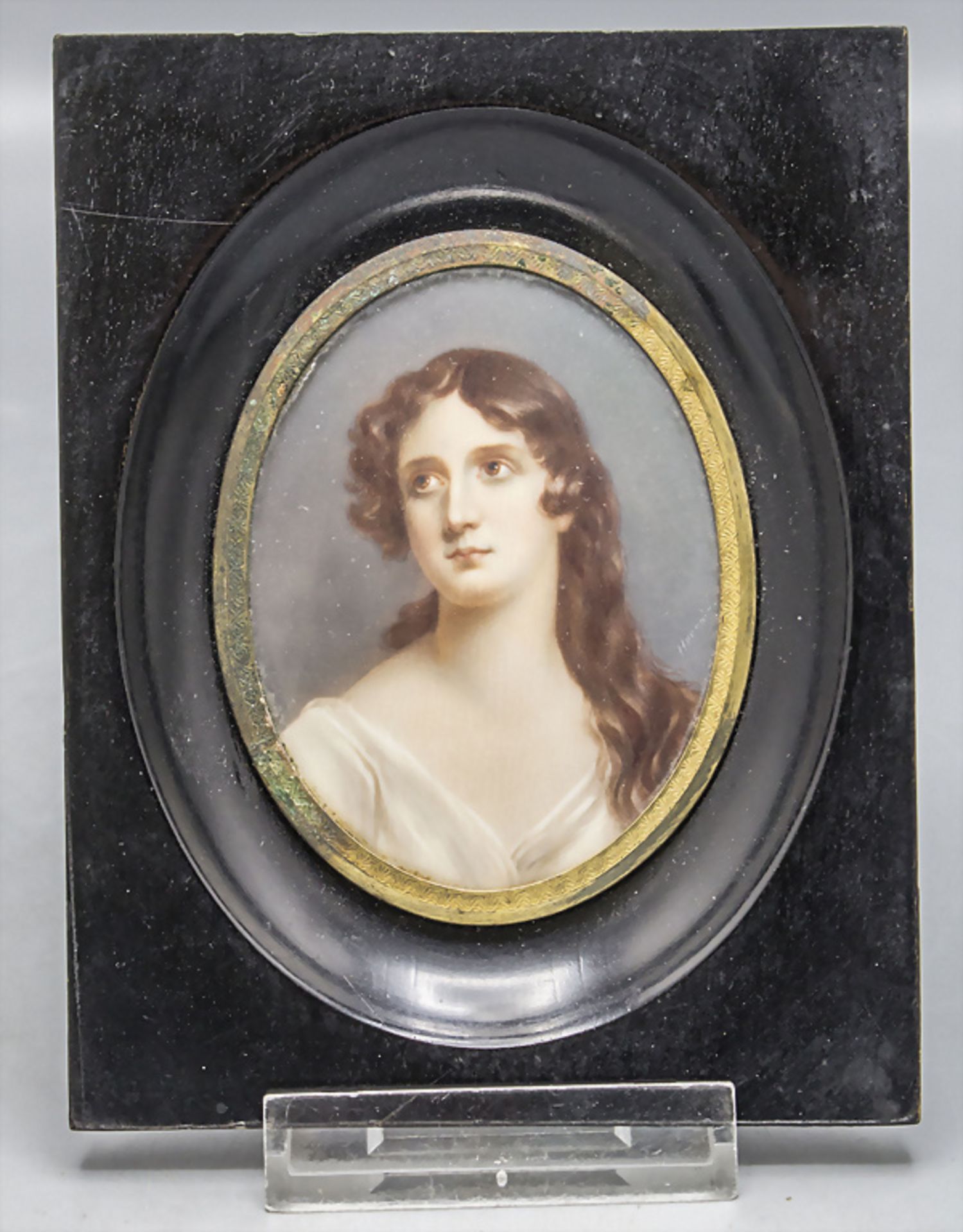 Miniatur Porträt einer jungen Frau / A miniature portrait of a young woman, Frankreich, um 1860