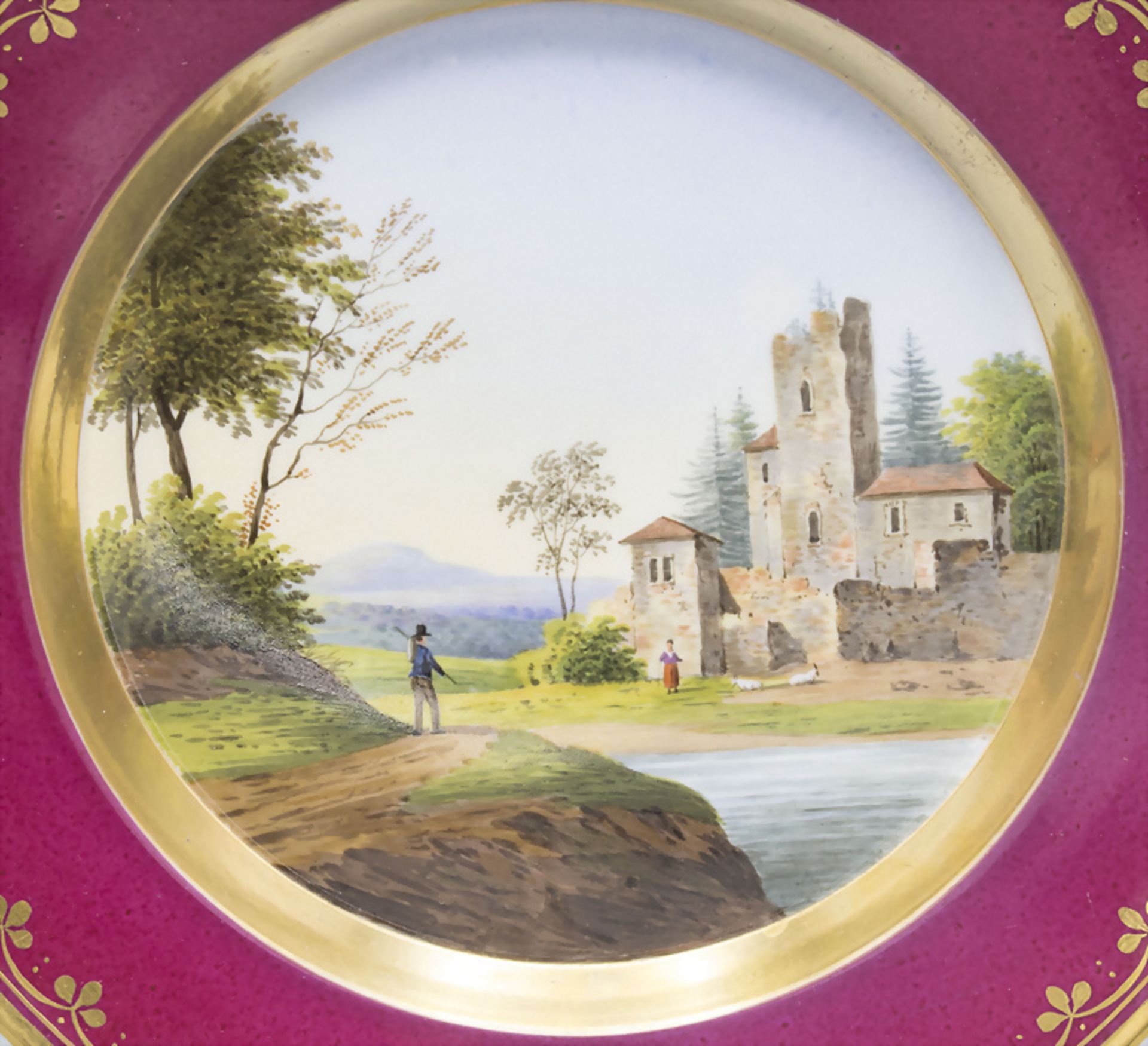 Teller mit Landschaftsmalerei / A plate with a landscape, KPM Berlin, um 1849-70 - Bild 2 aus 3