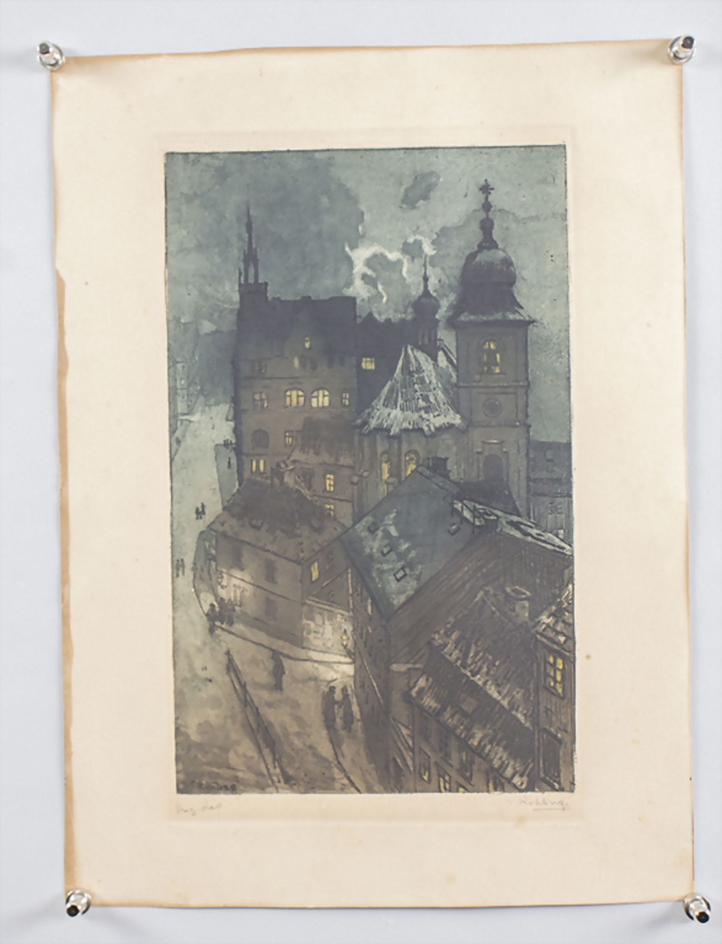 Vladislav RÖHLING (1878-1949), 'Nächtliche Stadtansicht mit Kirche' / 'A nightly city view ... - Image 2 of 6