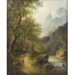 Eduard BÖHM (1830-1890), 'Waldlandschaft mit Alpenblick' / 'Forest landscape with Alps view'