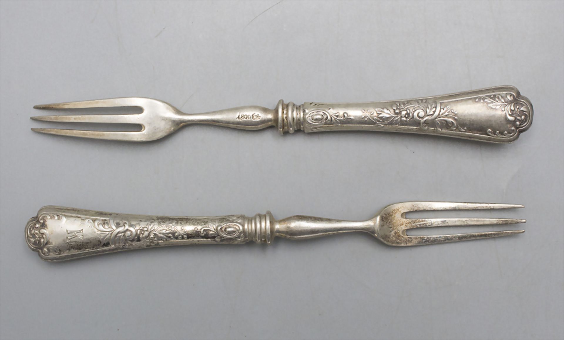 11 Teile Dessertbesteck / 11 pieces of silver dessert cutlery, Koch & Bergfeld, um 1900 - Image 2 of 5