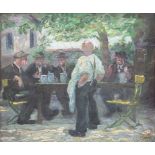 Hans HÖGER (1912-1997), 'Der Biergarten-Stammtisch' / 'The beer garden regulars' table', wohl ...