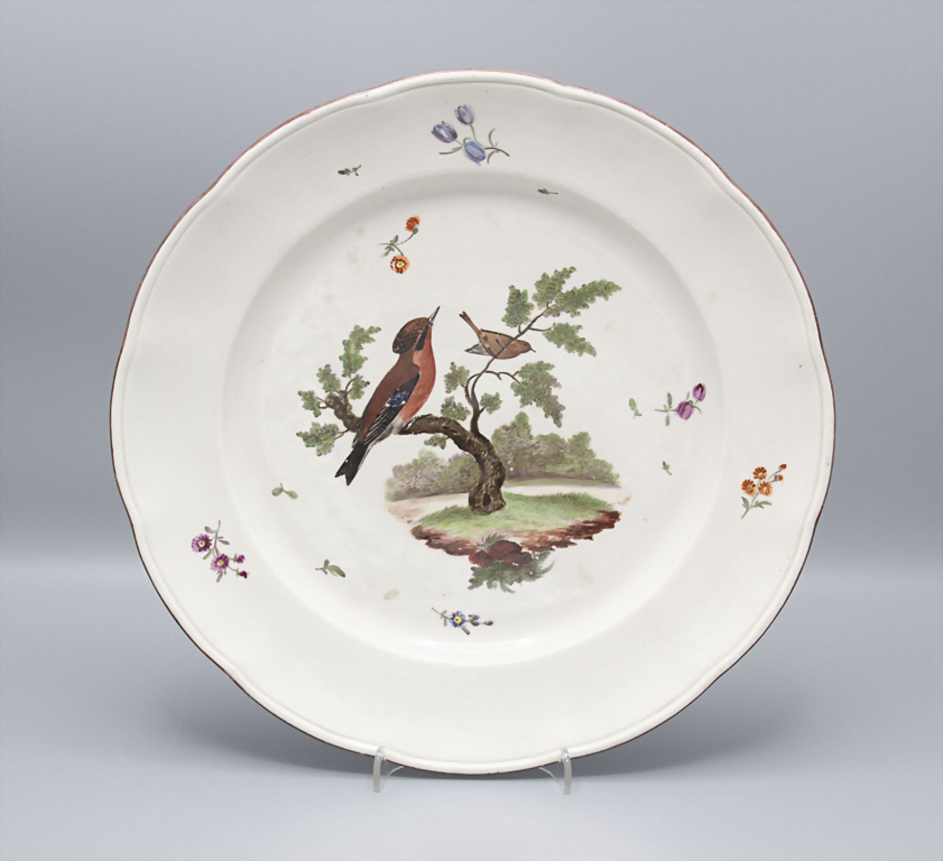 Teller mit Vogelmalerei / A plate with birds, Frankenthal, 1762-1795