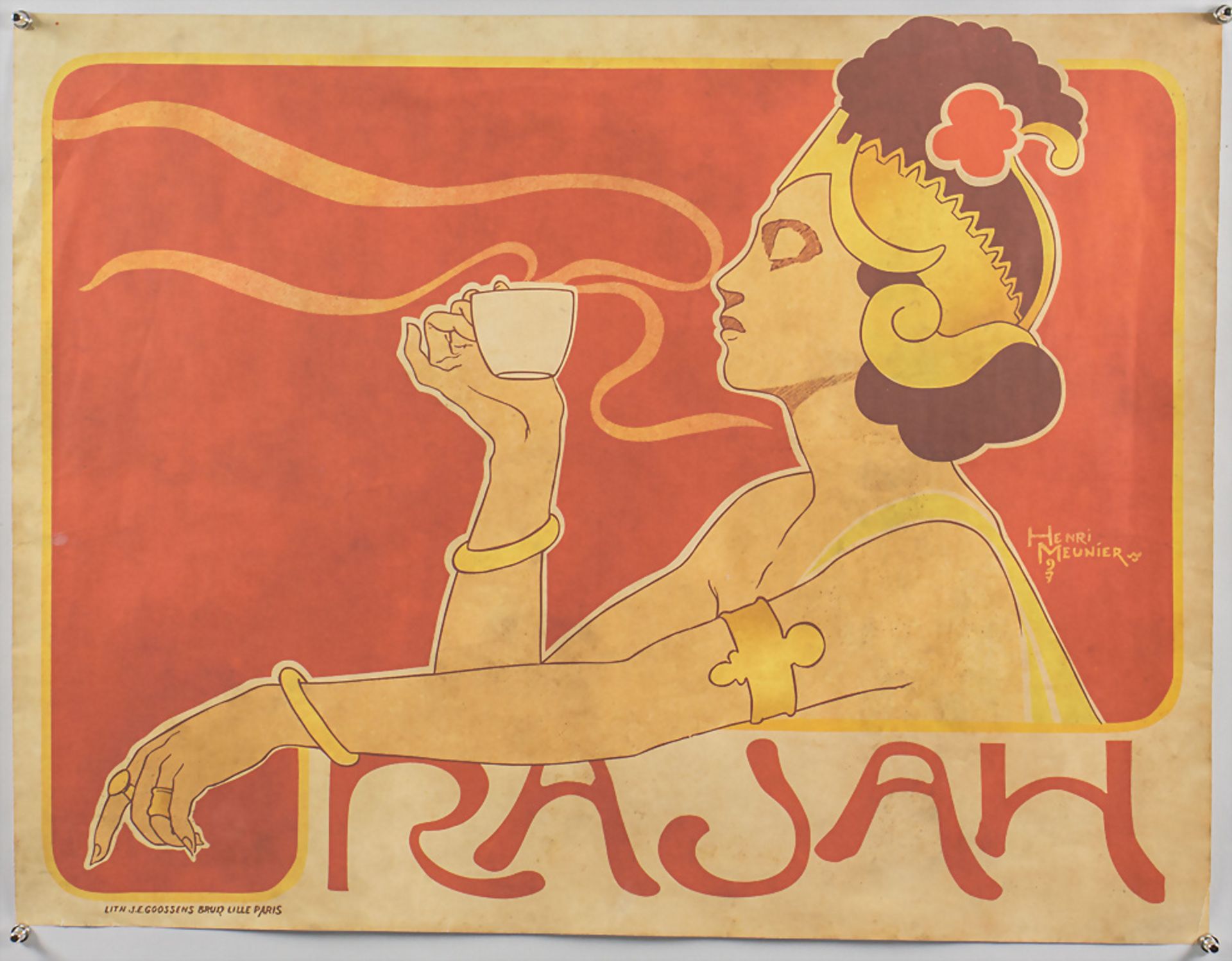 Jugendstil Werbeplakat 'Rajah Kaffee' / An Art Nouveau advertising poster, Henri Meunier, ...