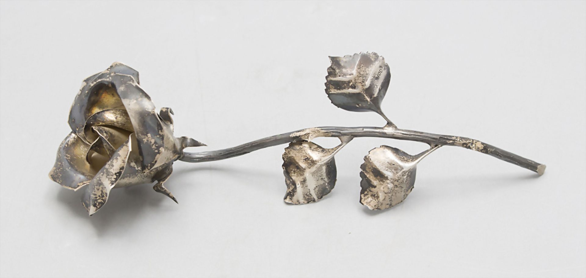 Rose in Silber / A single stem silver rose, Mailand, um 1955-1970 - Image 3 of 5