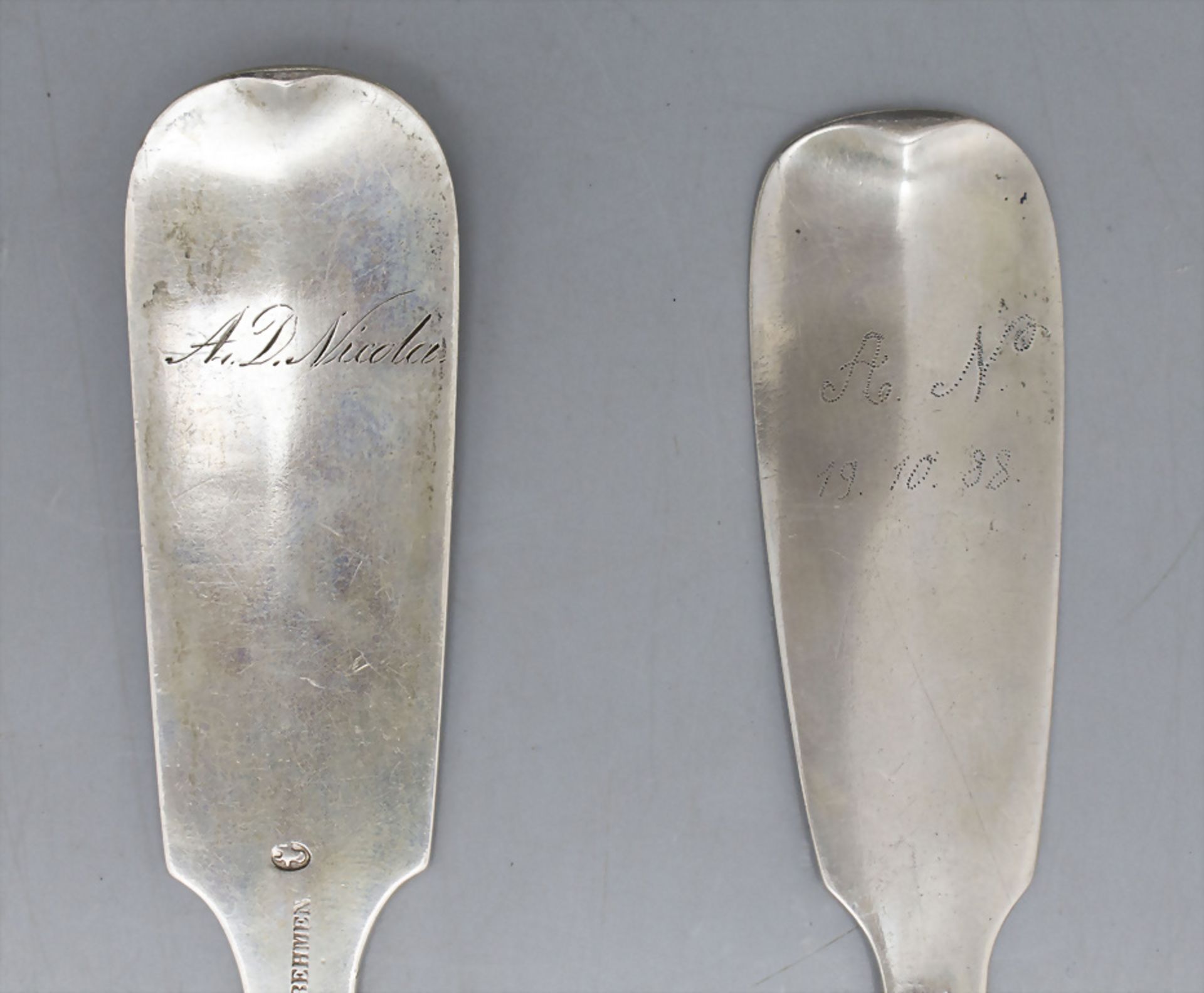 2 Ragout Löffel / 2 Cuillère à ragout en argent massif / 2 large silver serving spoons, A. von ... - Image 3 of 4