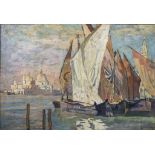 Rudolf HELLWAG (1867-1942), 'Segelboote nahe St. Maria della Salute, Venedig' / 'Sailing boats ...