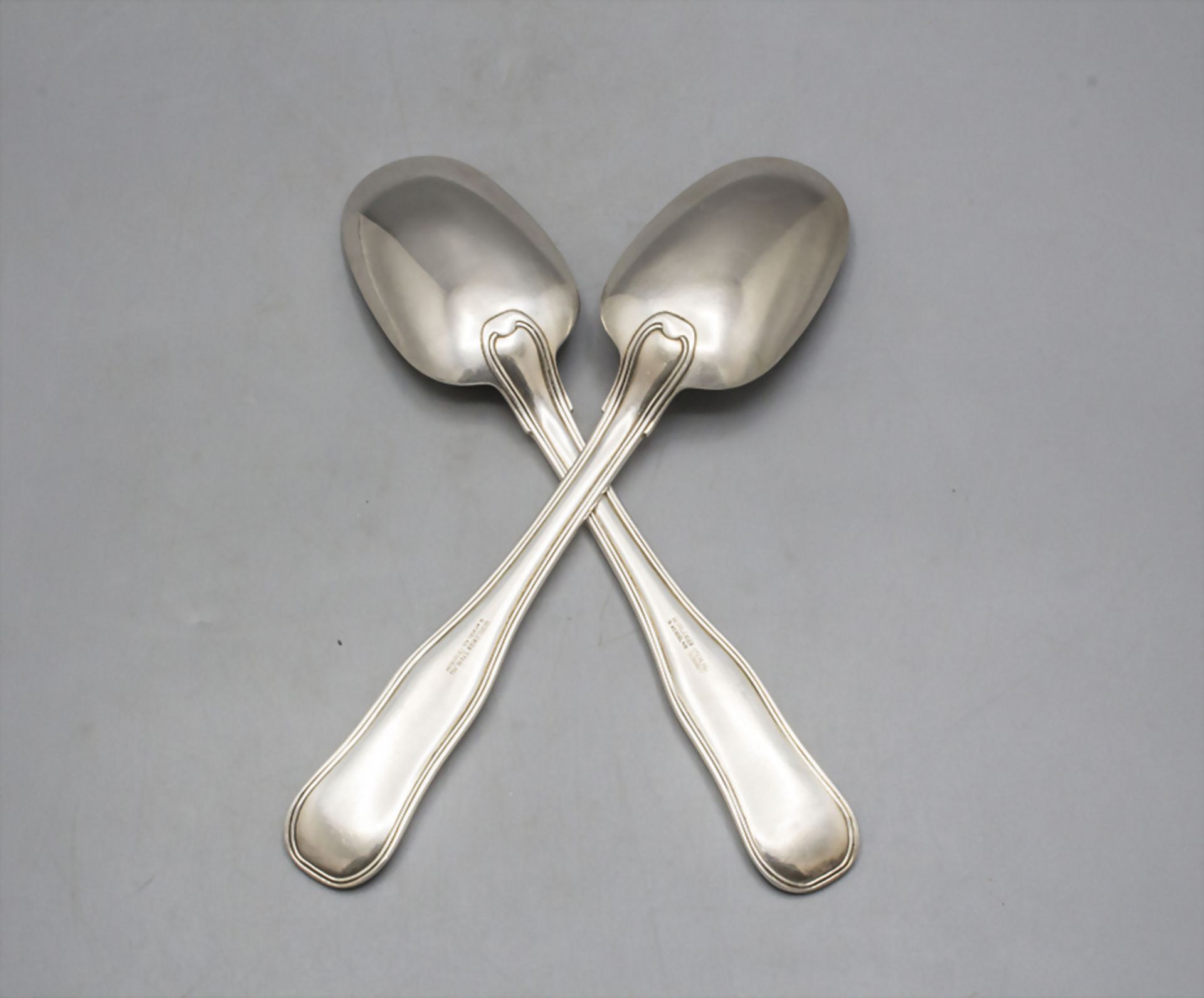 Paar Suppenlöffel 'Old Danish' / A pair of silver soup spoons 'Old Danish', Georg Jensen, ... - Bild 2 aus 3