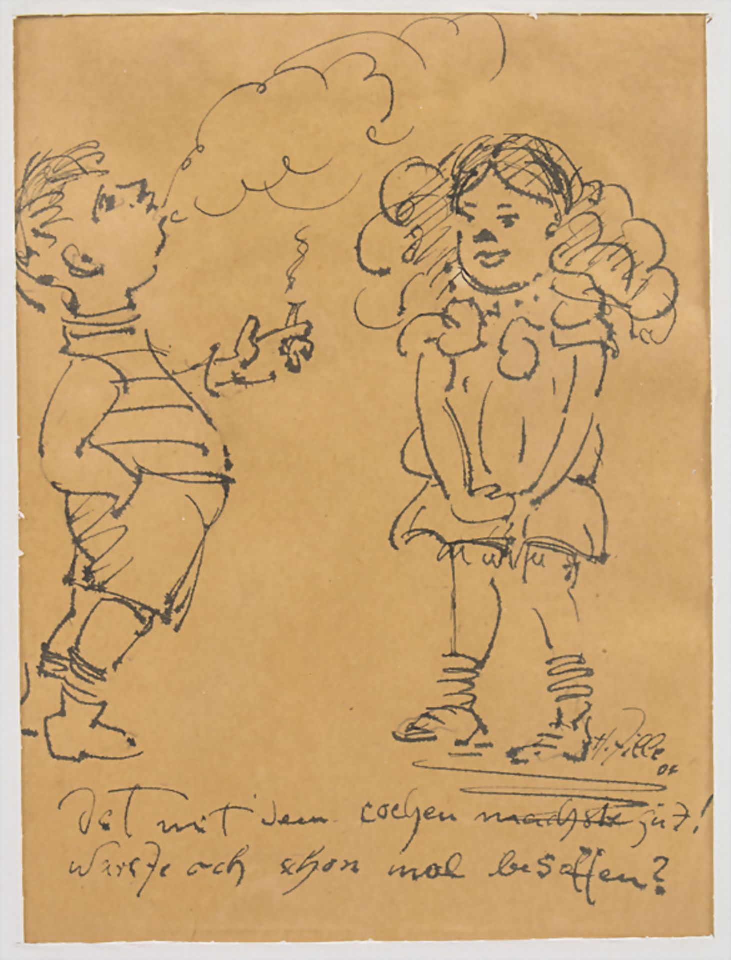 Heinrich ZILLE (1858-1929), 'Rauchender Junge mit Mädchen' / 'A smoking boy with a girl', 1901/1902