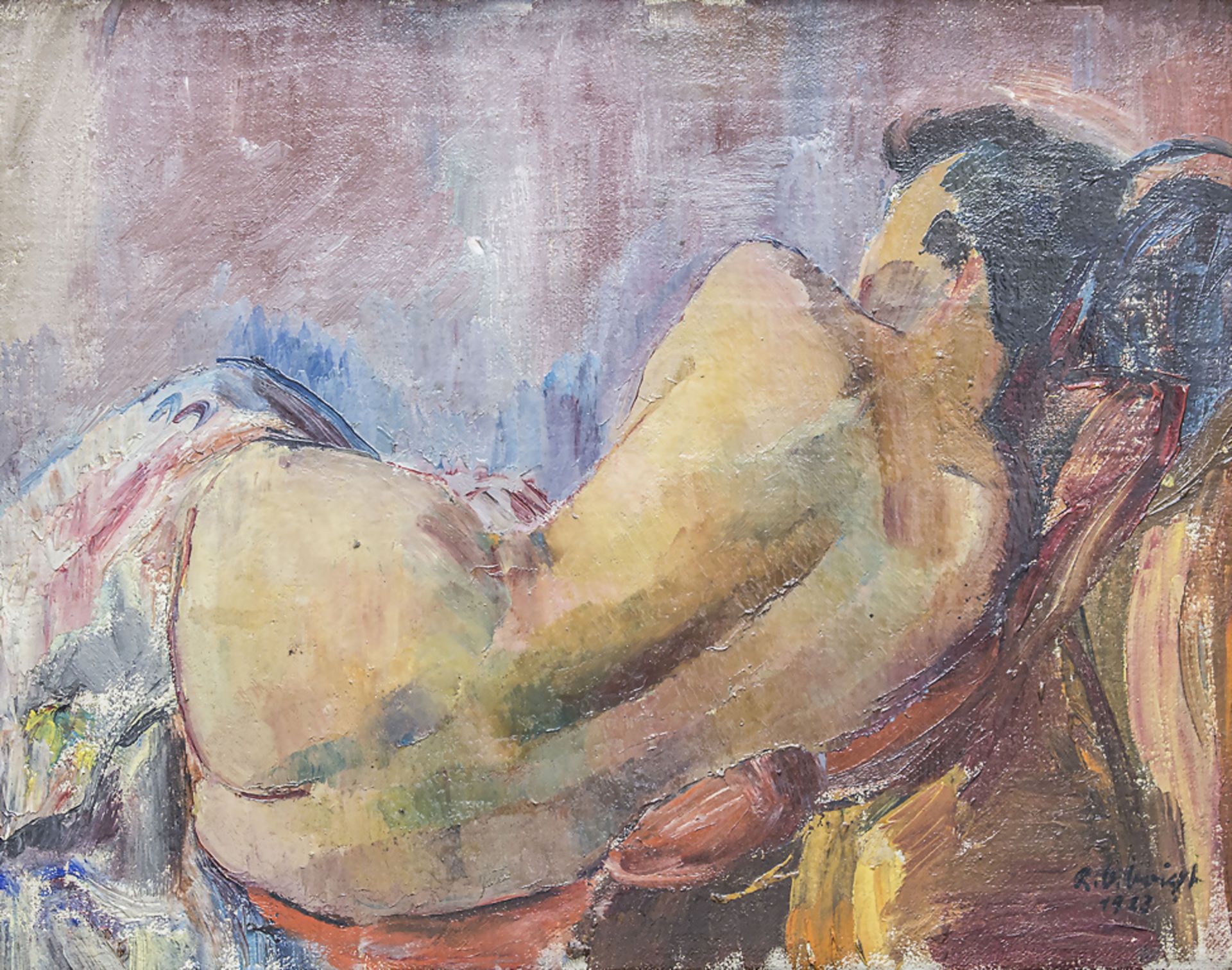 Unbekannter Künstler des 20. Jh., Expressiver Frauenakt / An expressive female nude, 1923