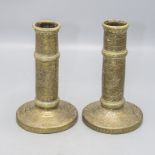 Leuchter Paar / A pair of brass candle holders, Orient, 18. Jh.
