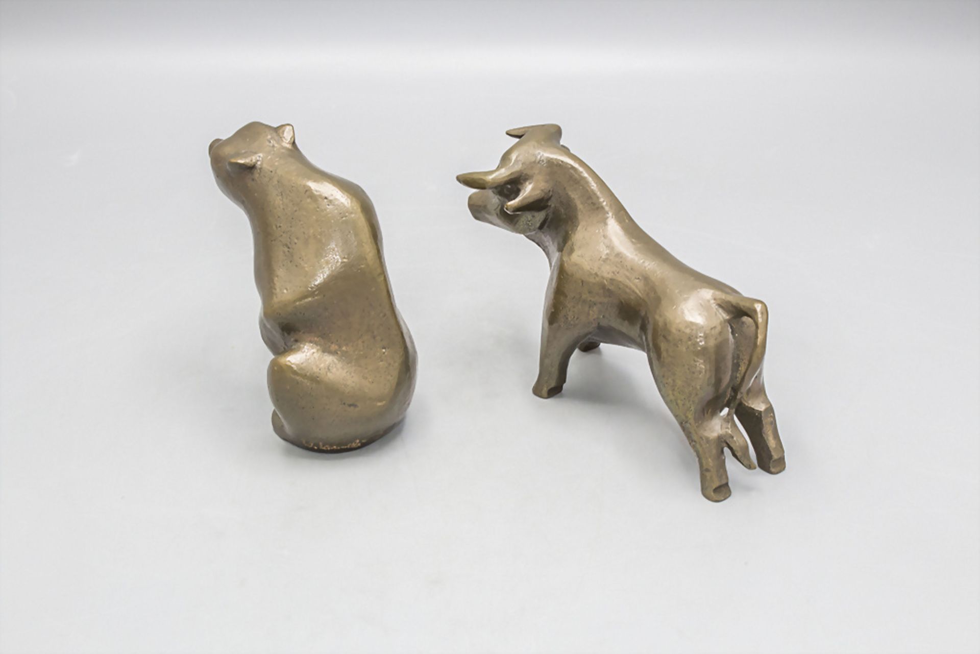 Wolfgang LAMCHÉ (*1947 in Hamm/ Westfalen), 'Bulle und Bär' / A bronze 'Bull and bear', 2000 - Bild 4 aus 9