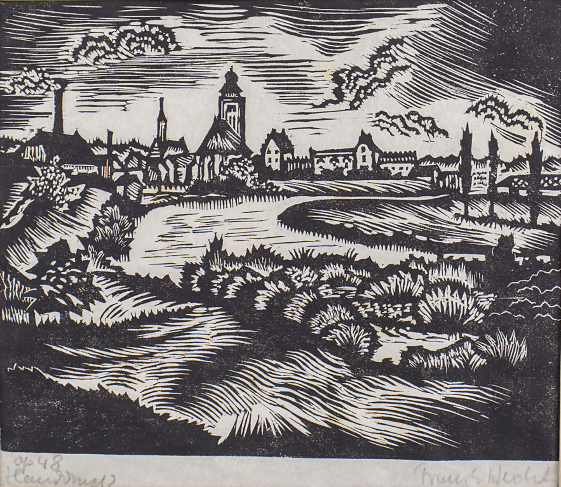 Franz HECHT (1877-1964), 'Stadtansicht mit Fluss' / 'City view with river'